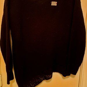 Black Sweater with Lace Detail
